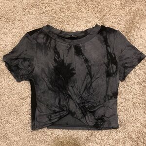SHEIN Black and Gray Tie-Dye Crop Top
